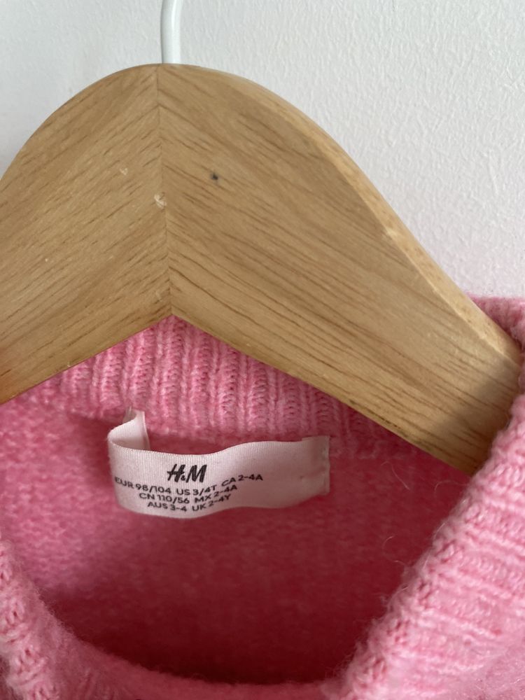 Sweter h&m 104 pasy różowo beżowo pomarańczowe