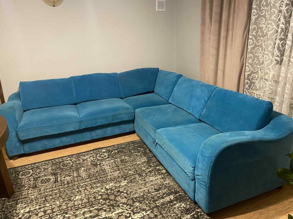 Kanapa narożna turkusowa