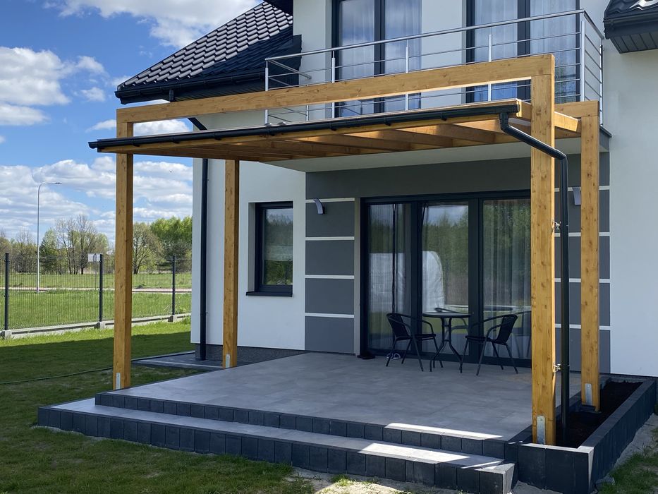 Zadaszenie tarasu z drewna bsh, pergola, ruchome deseczki