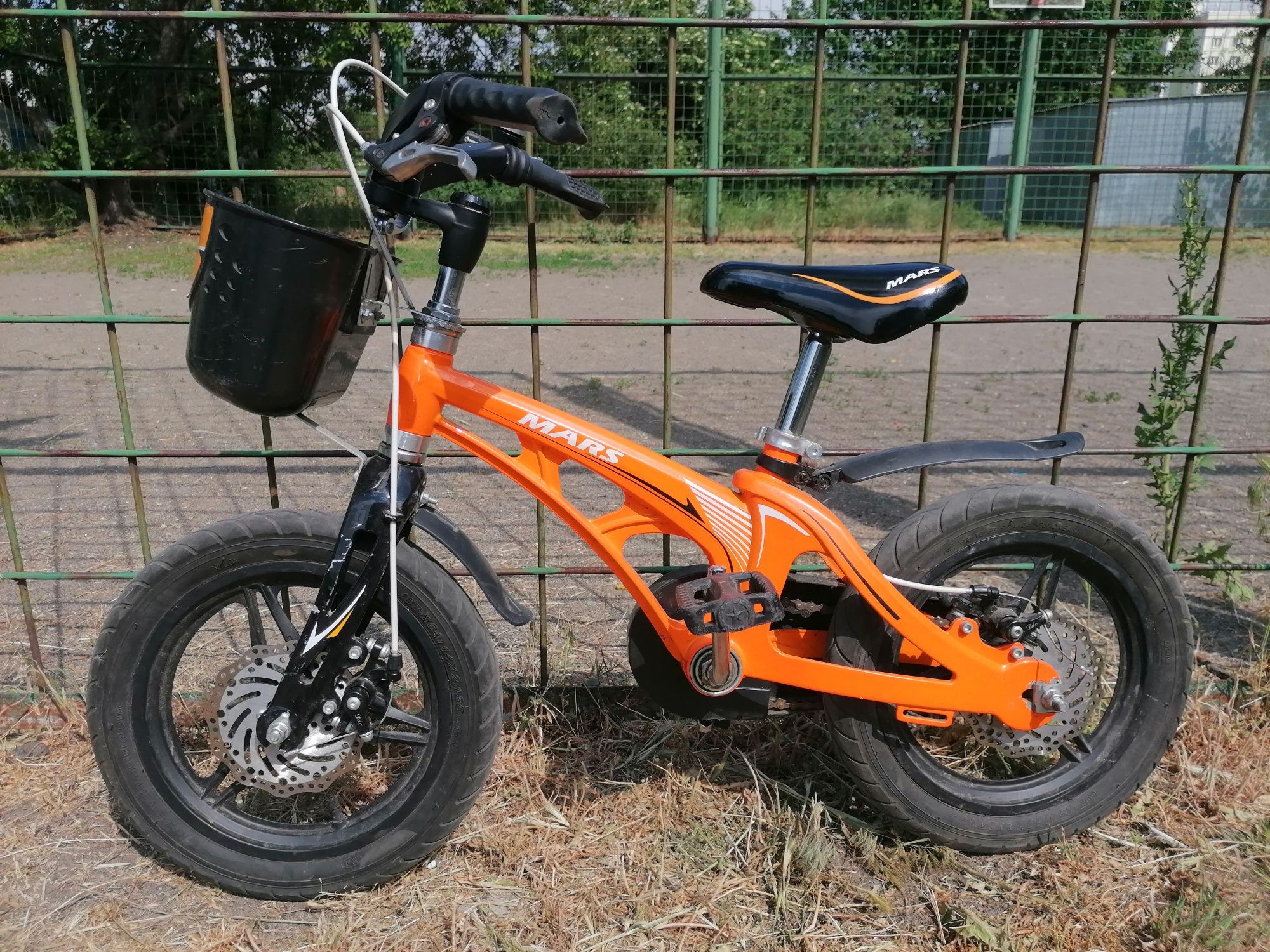 Дитячий магнієвий велосипед Mars 14 дюймів, 3 - 6 років, помаранчевий.