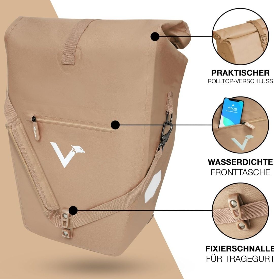 Valkental - Torba rowerowa 2 w 1 pojemność 26L