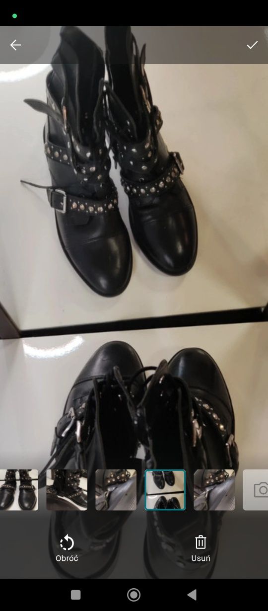 R 38.5 Nowe skórzane buty Damskie Dorothy Perkins Black Metal ozdoba