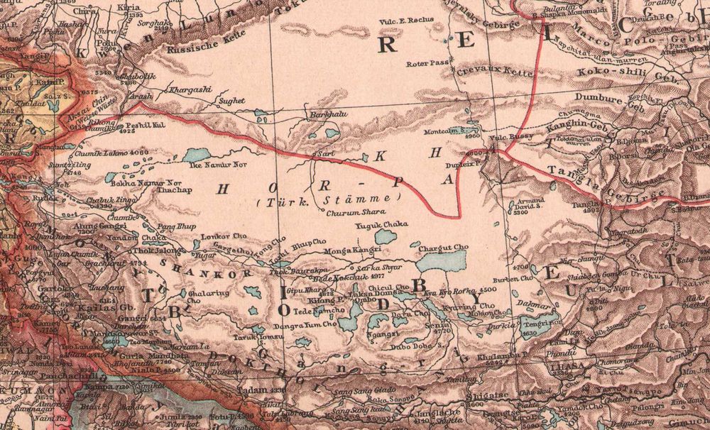 Indie Tybet Himalaje Nepal Cejlon Stara mapa 1893 r. oryginał