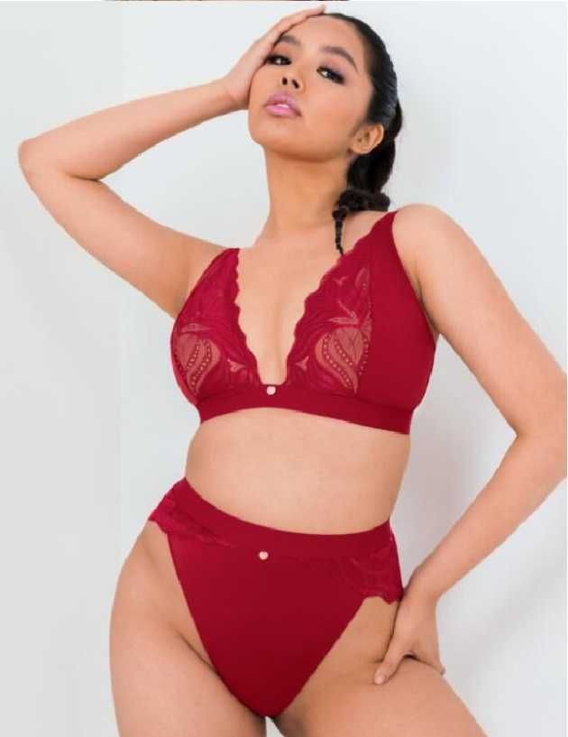 Komplet Curvy Kate Scantilly INDULGENCE RED Biustonosz M + figi  L