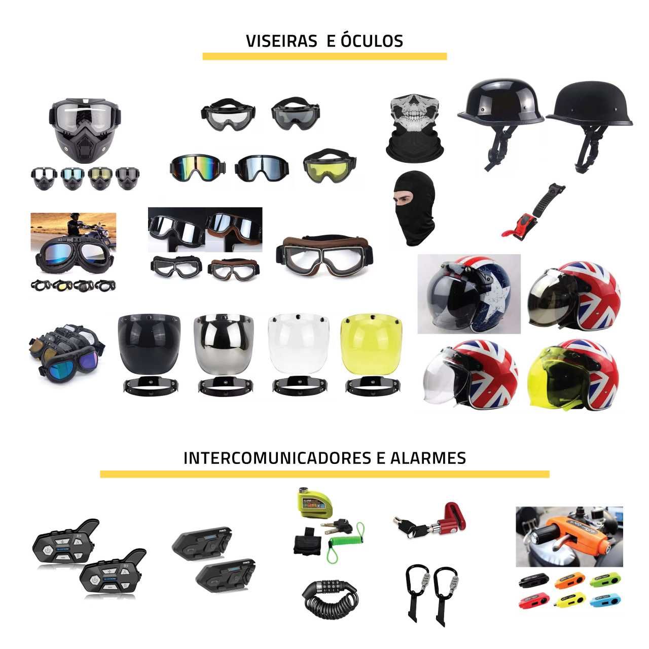 Promoção acessórios e peças para moto cafe racer e para capacetes