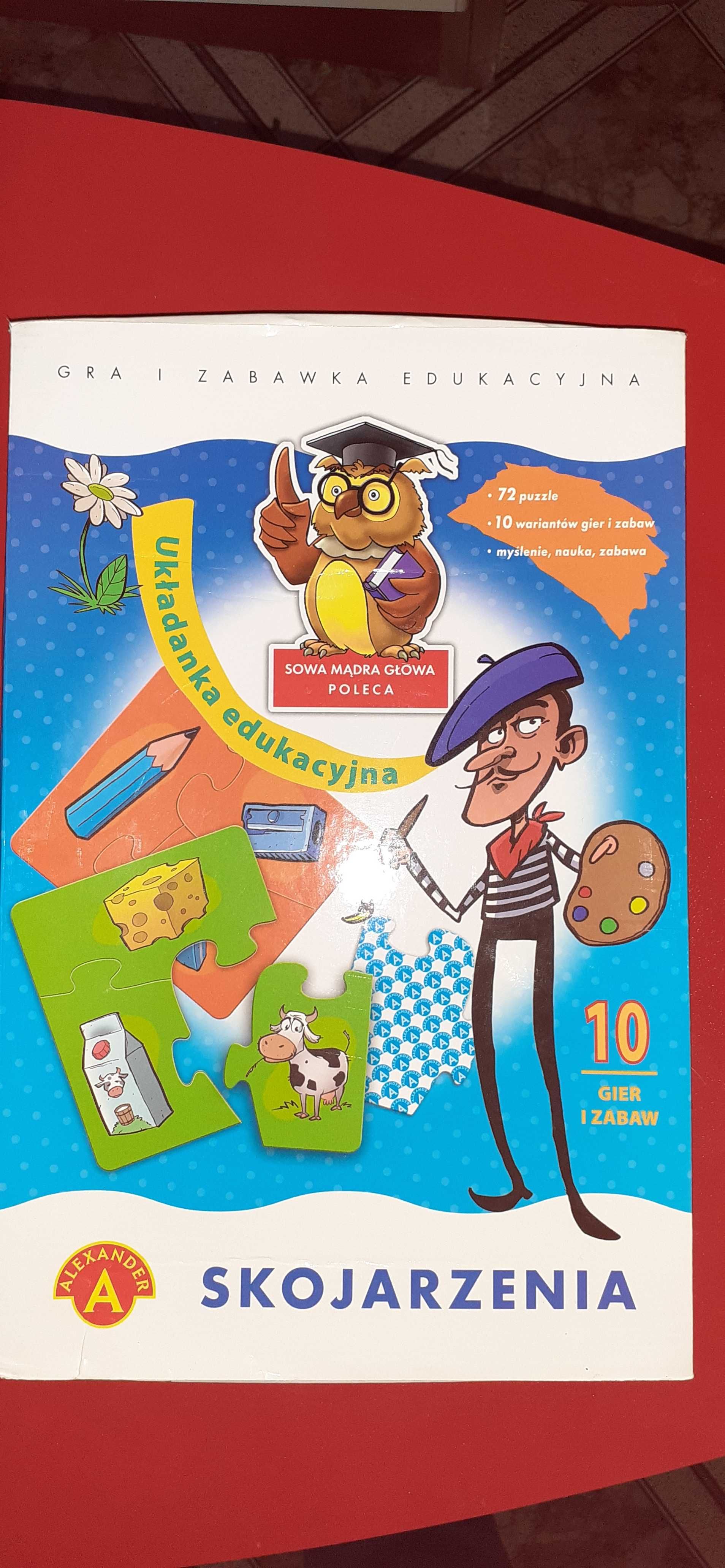 Ukladanka edukacyjna puzzle abecadło cyferki skojarzenia zestaw 3 szt