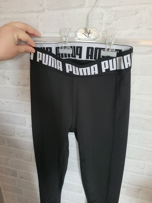 Leginsy czarne biale puma xs śliskie wyszczuplające szeroka Guma Xs