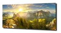 Obraz na szkle Góry o świcie słońca 150 × 60 cm szkło hartowane 4 mm