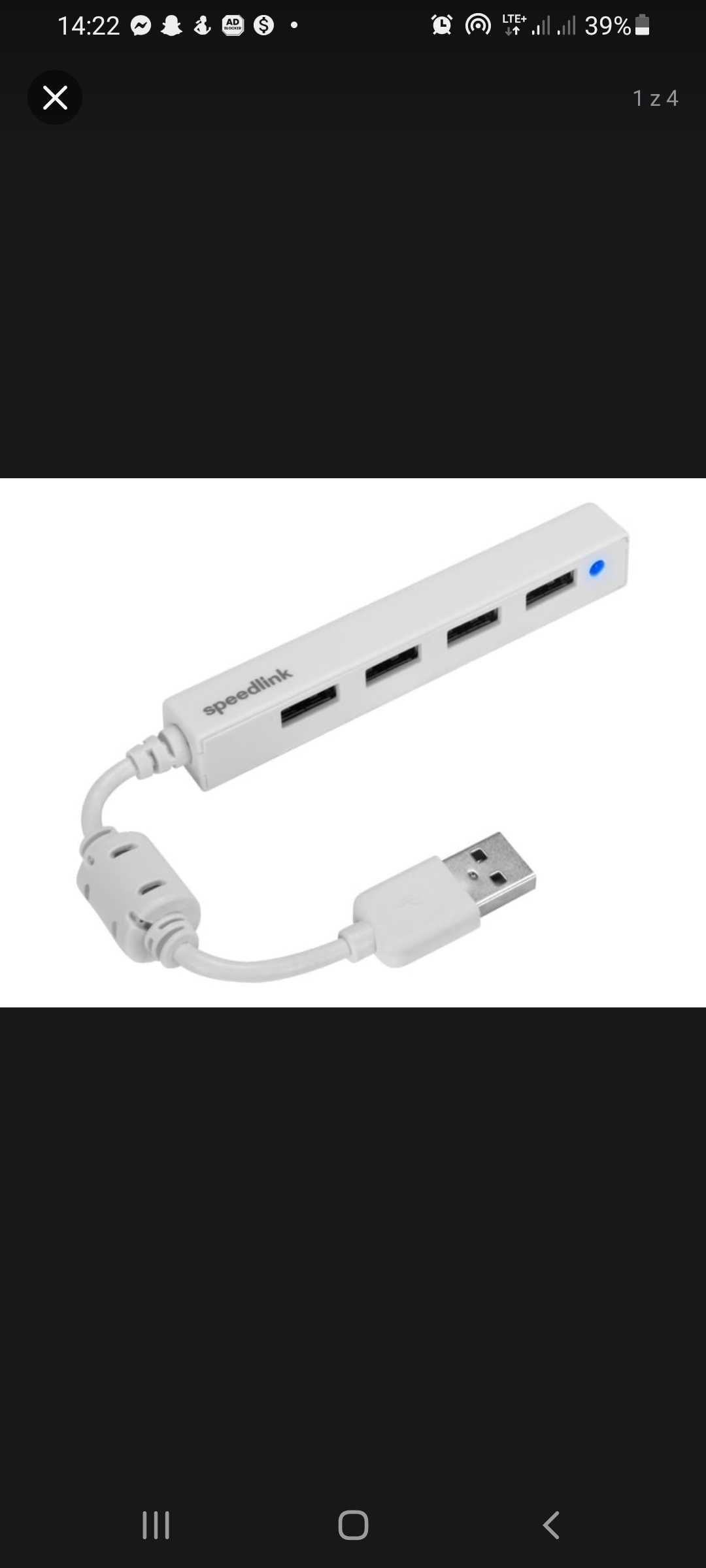 Hub SpeedLink SNAPPY SLIM USB Hub, 4x USB  biały