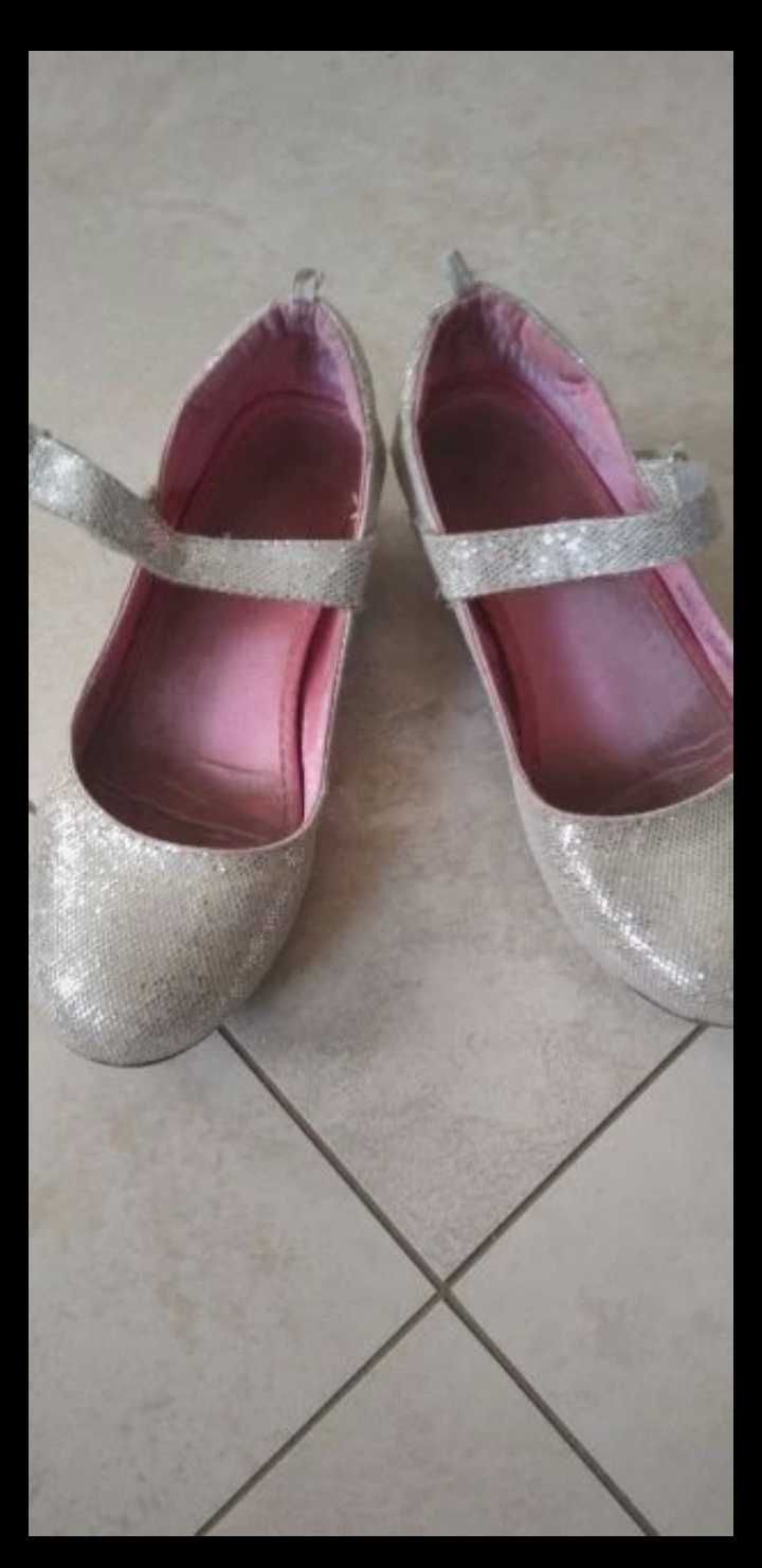 Buty dziewczęce  r. 20,5 H&M srebrne brokat buciki jak dla księżniczki