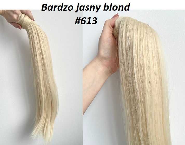 Doczepiany KUCYK kitka 60cm jak Naturalne treska MATOWE ! Jasny blond