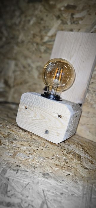 Lampa kinkiet lampka z drewna loft