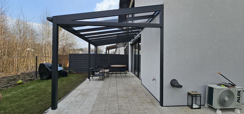 Pergola Aluminiowa 6x3m Zadaszenie Tarasu Ruchome ścianki, szklane