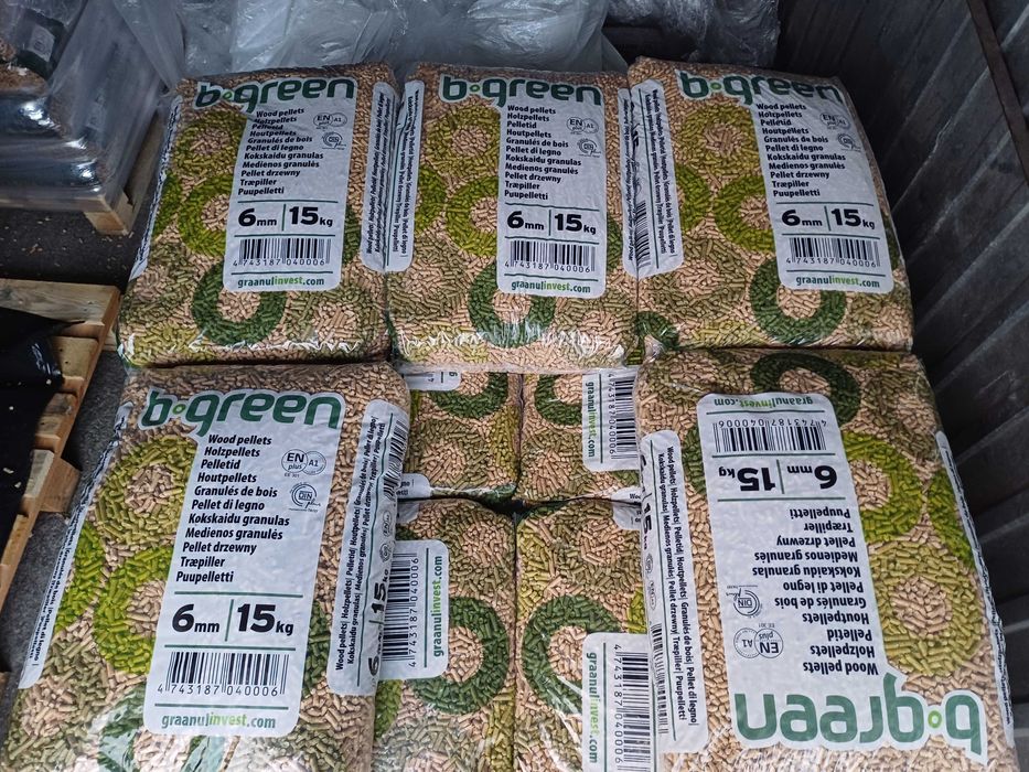 PELLET B- GREEN Certyfikowany A1 EN plus DIN plus Dostawa Gratis SOSNA