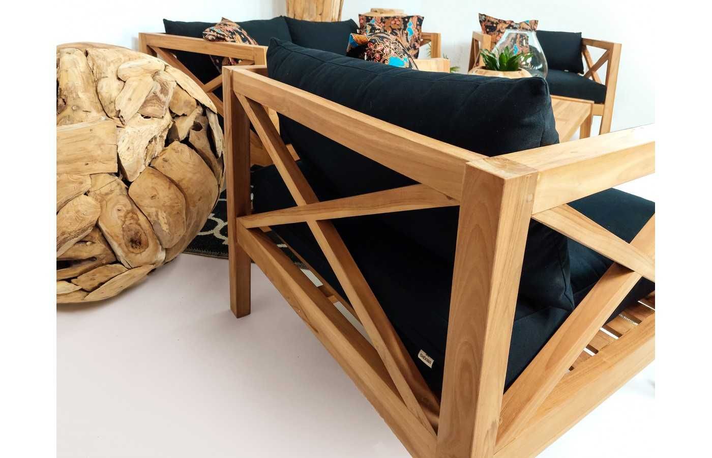 SHEKINA. Zestaw ogrodowy Mataram z poduchami, teak