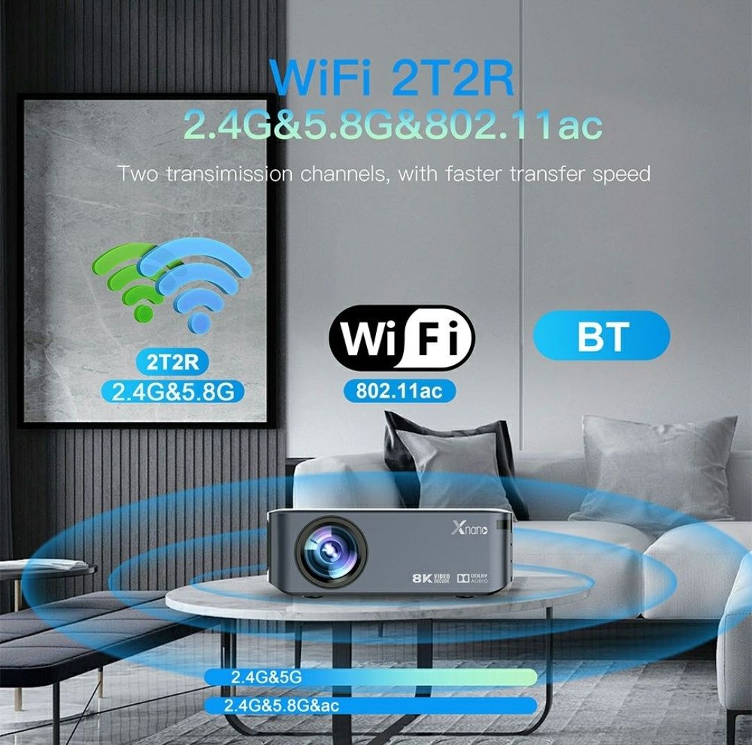 Projetor led Android 12000 lumens + 1080p Nativa REAL + Keystone 4 D