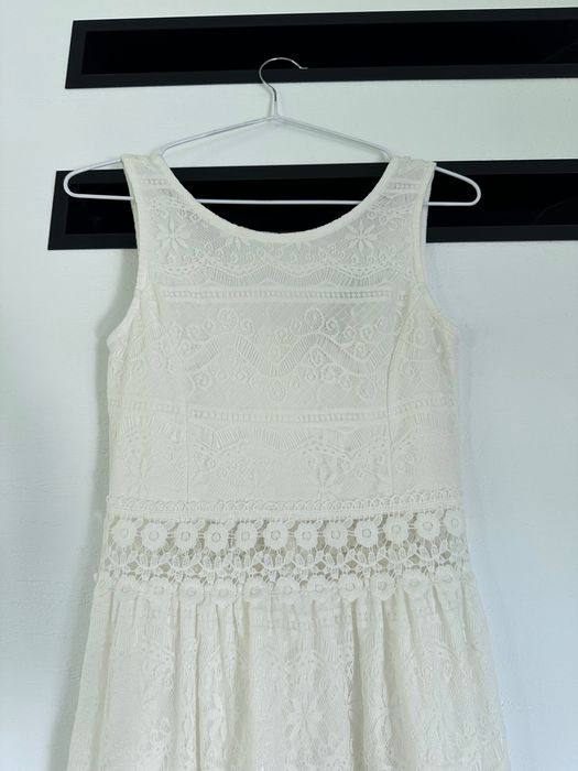 Kremowa/biała koronkowa sukienka rozm 8