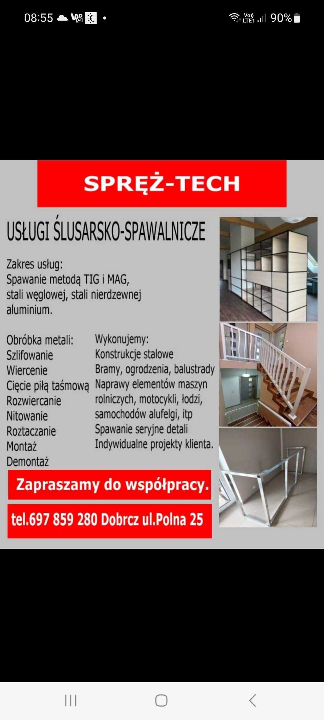 Usługi spawalnicze, spawanie aluminium, stali czarnej, nierdzewnej.