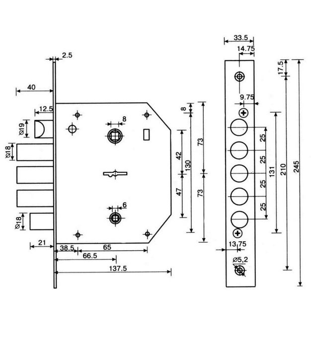 Врізний замок Apecs t-21 аналог Ельбор Граніт 1.06.41