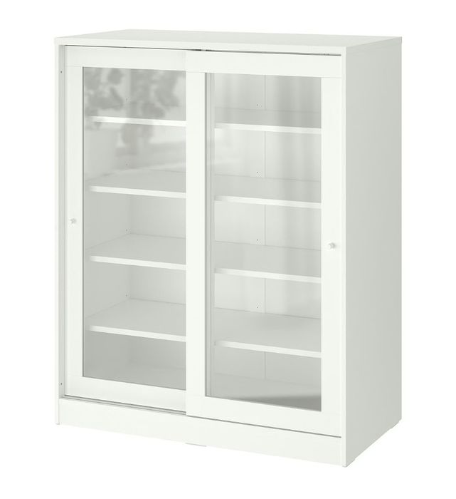 Komody IKEA SYVDE ze szklanymi drzwiami przesuwanymi