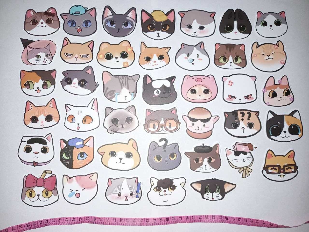 Наліпки коти наклейки кавайні стікери стикеры кіт милі кошеня stickers