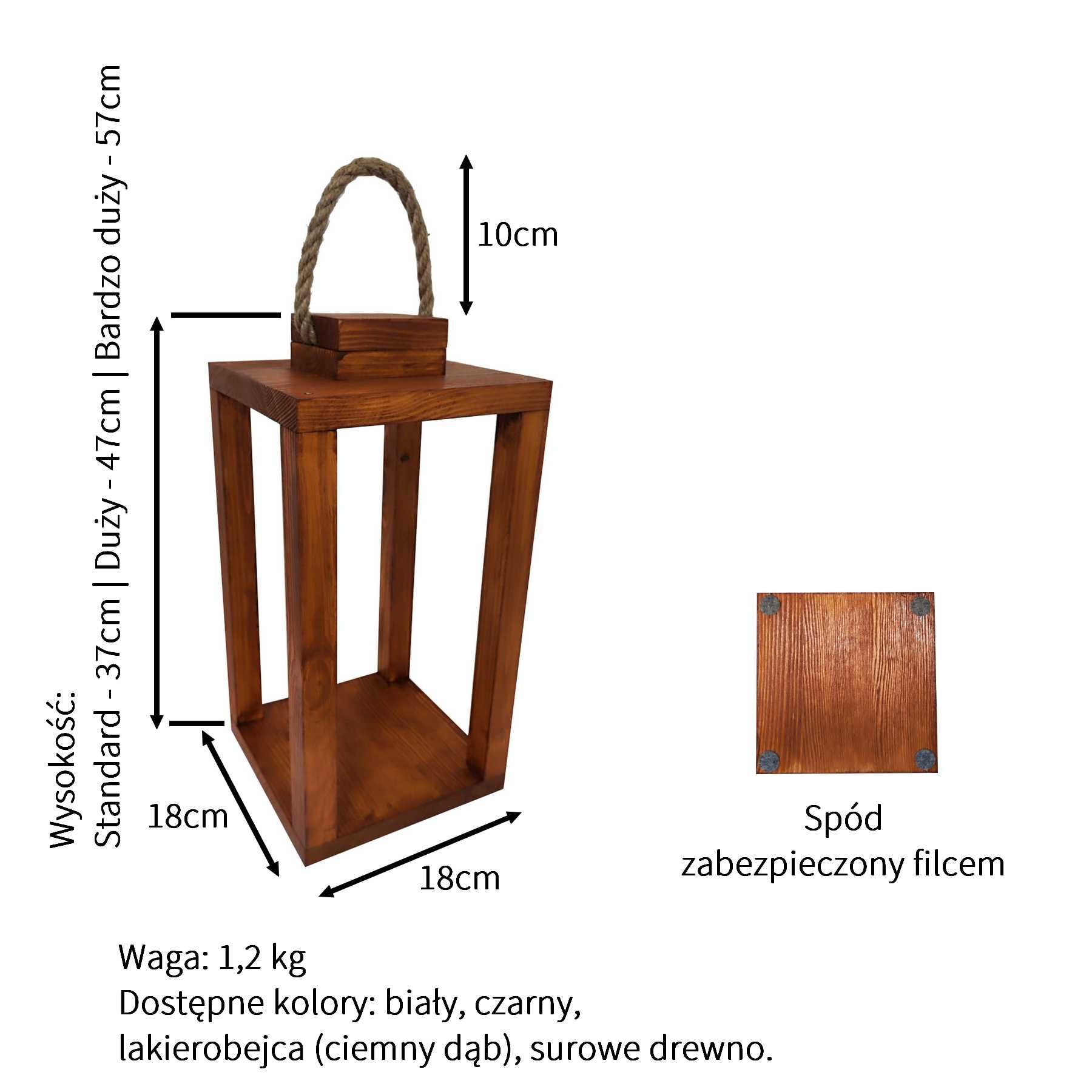 Lampion drewniany klasyczny dekoracyjny różne rozmiary i kolory