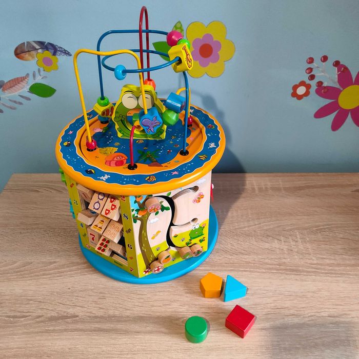 Drewniana Duża Kostka Edukacyjna 8w1 Sorter Wieża