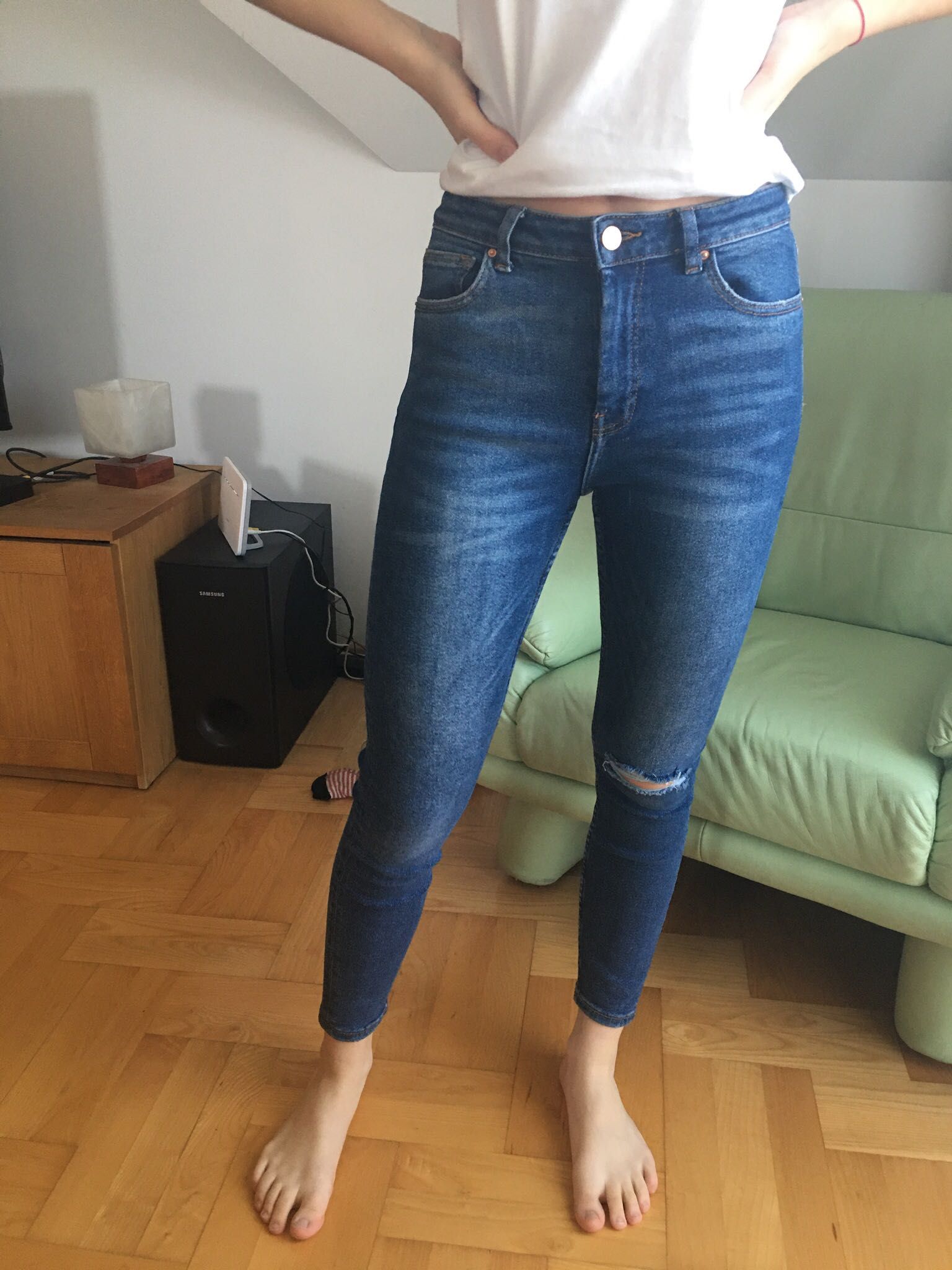 Spodnie jeans rurki 36