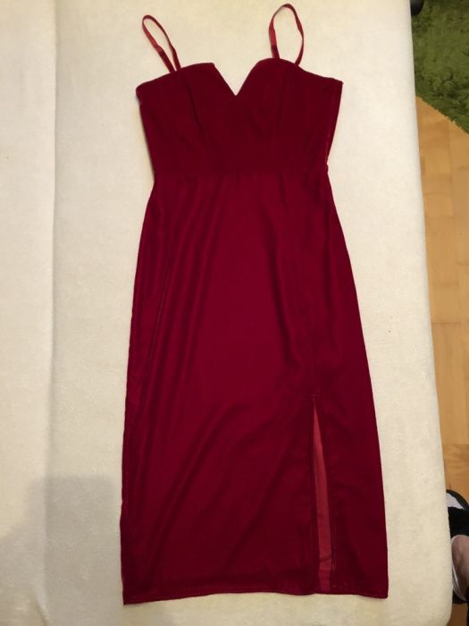 Czerwona/malinowa sukienka bandeau roz. 36