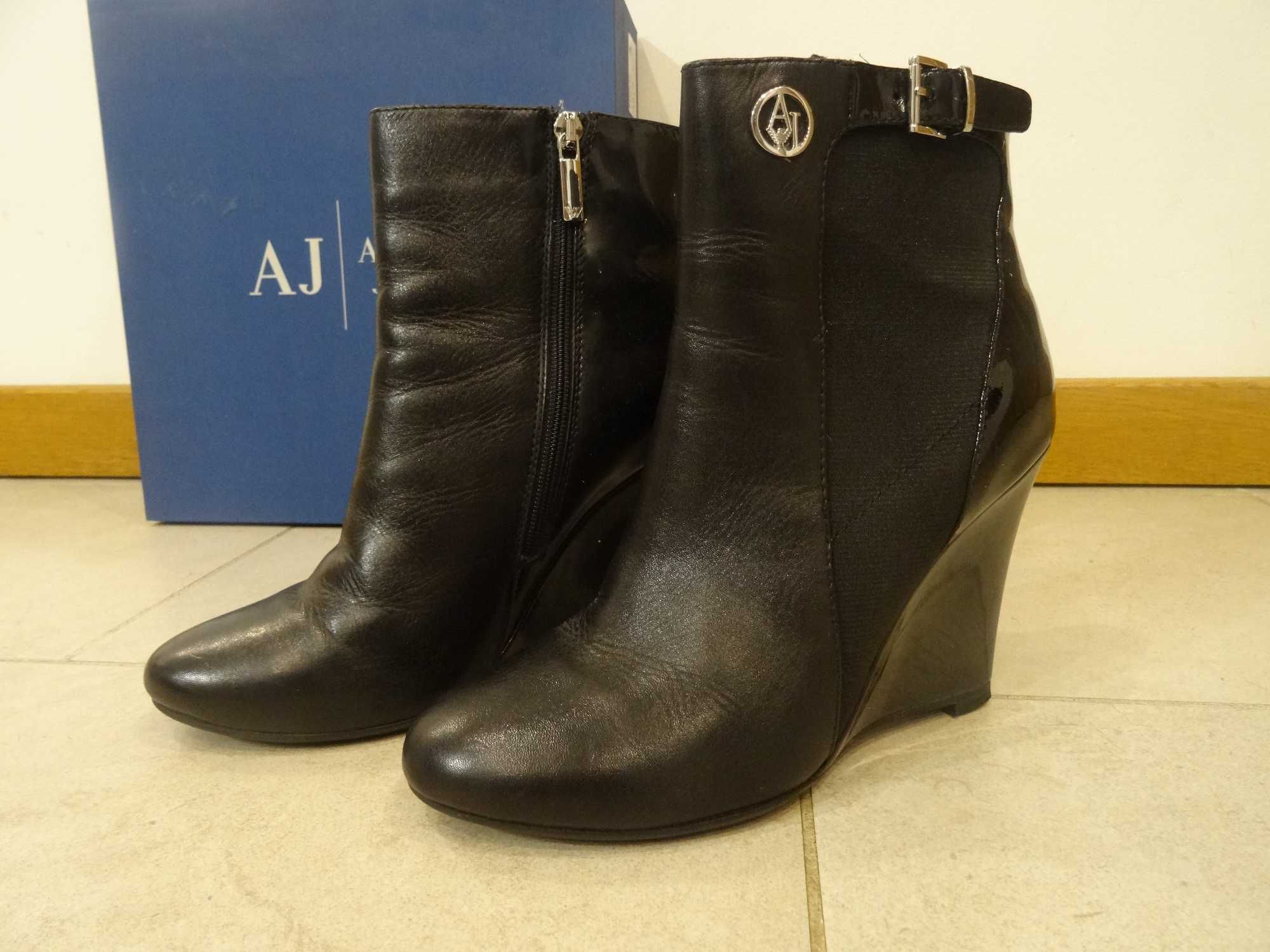 Armani jeans buty czarne 38 koturna obcas