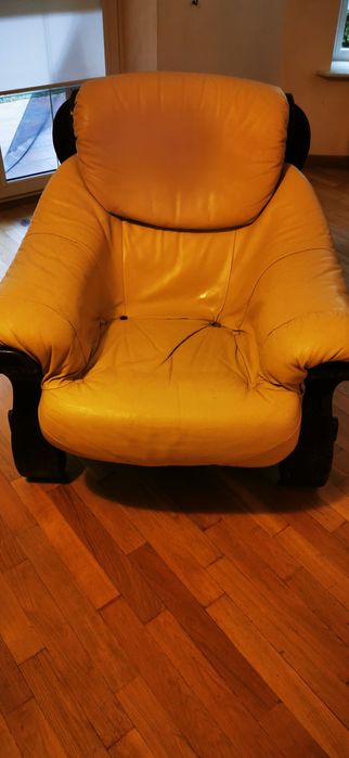 Sofa 2os. + fotel skórzane