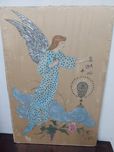 Pintura de Anjo e cálice sobre seda