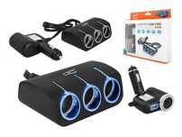 Adapter LED 4 gniazda (120W) + 1 gniazdo USB 1200mA,