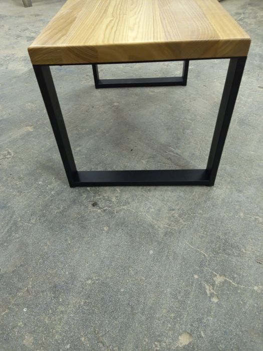 Stolik kawowy drewniany jesionowy w stylu Loft 50cmx80cm nogi metalowe