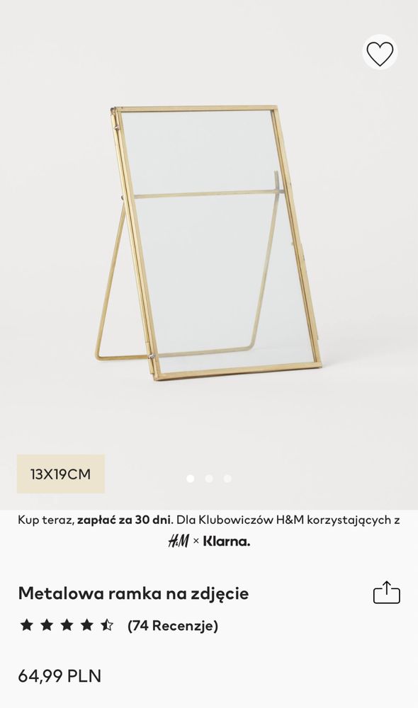 H&M Home - metalowa ramka na zdjęcie