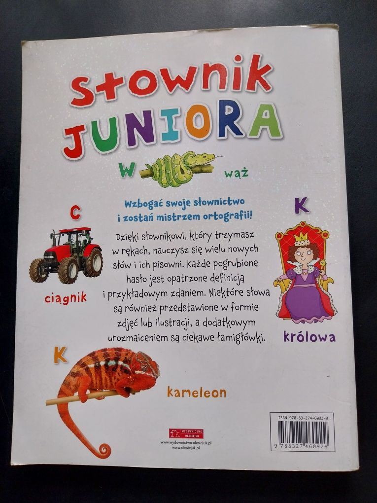 Słownik języka polskiego dla  juniora - książka z obrazkami