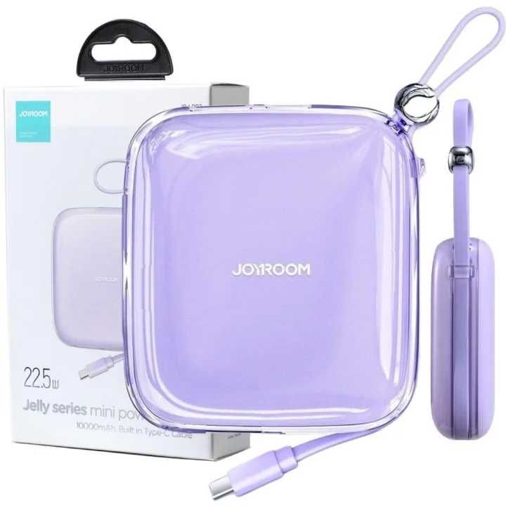 Powerbank Joyroom Jelly Series  z kablem 1x usb-a 1x usb-c Fioletowy