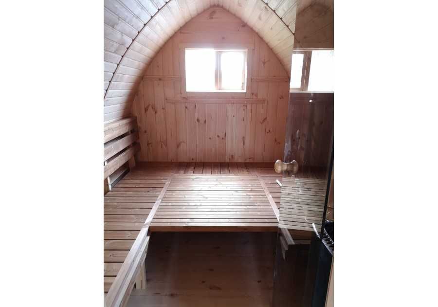 Sauna ogrodowa drewniana IGLO 2,5x2,34m beczka, ruska bania, fińska