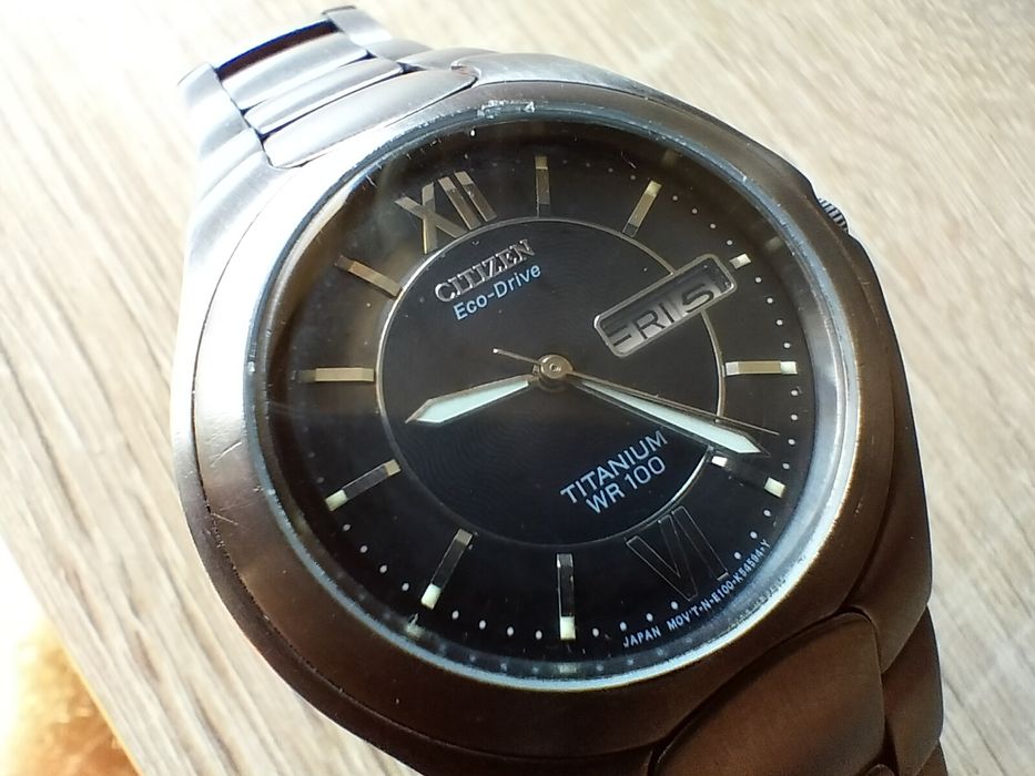 CITIZEN Eco Drive *** zegarek vintage tytanowy *** nowy akumulator