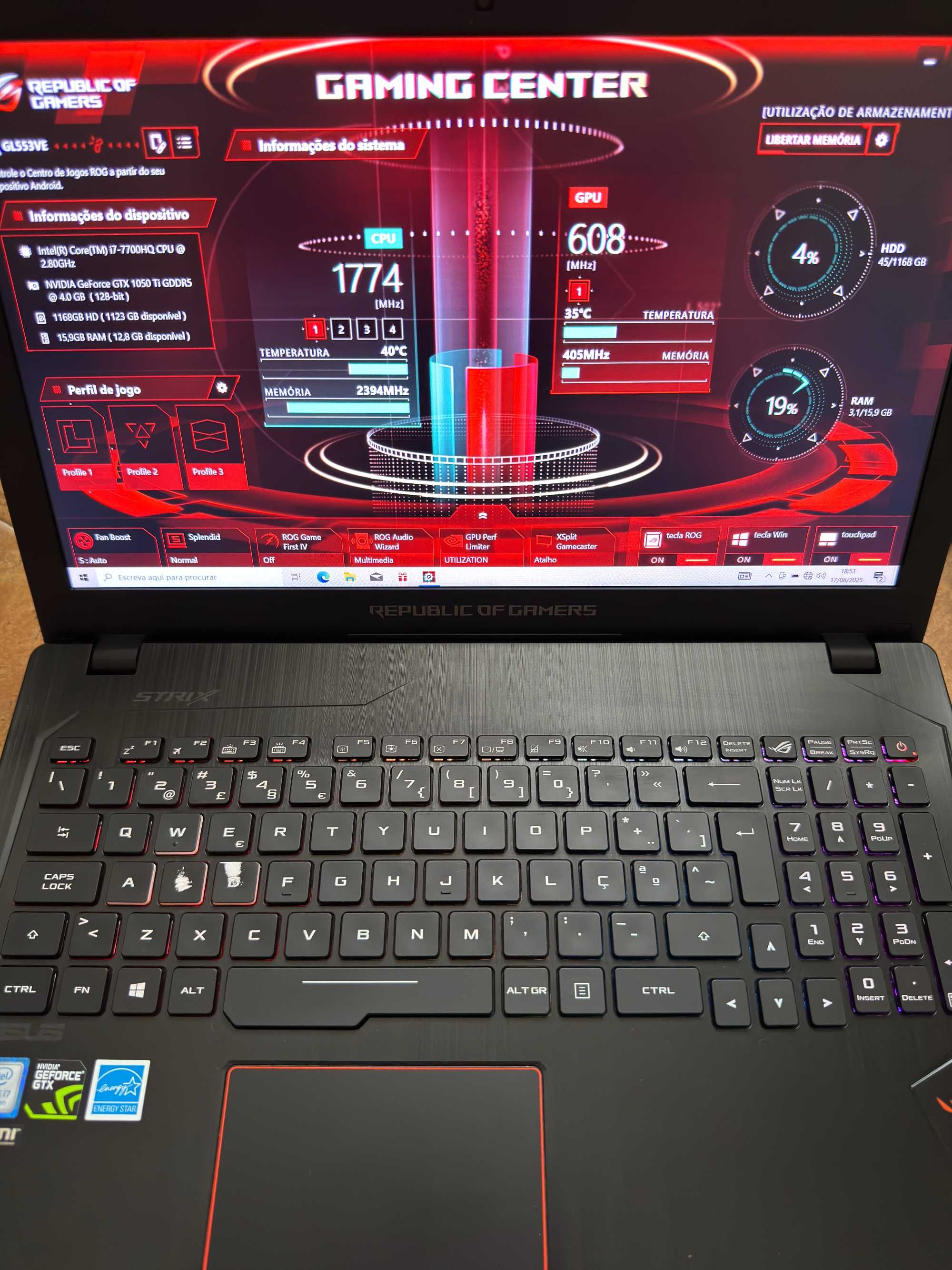 Computador Portátil ASUS ROG STRIX GL553VE