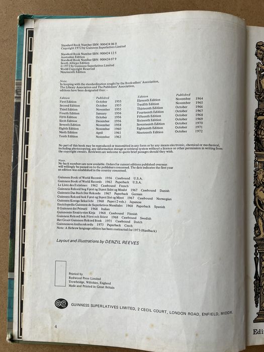 Guiness Book Records 1972