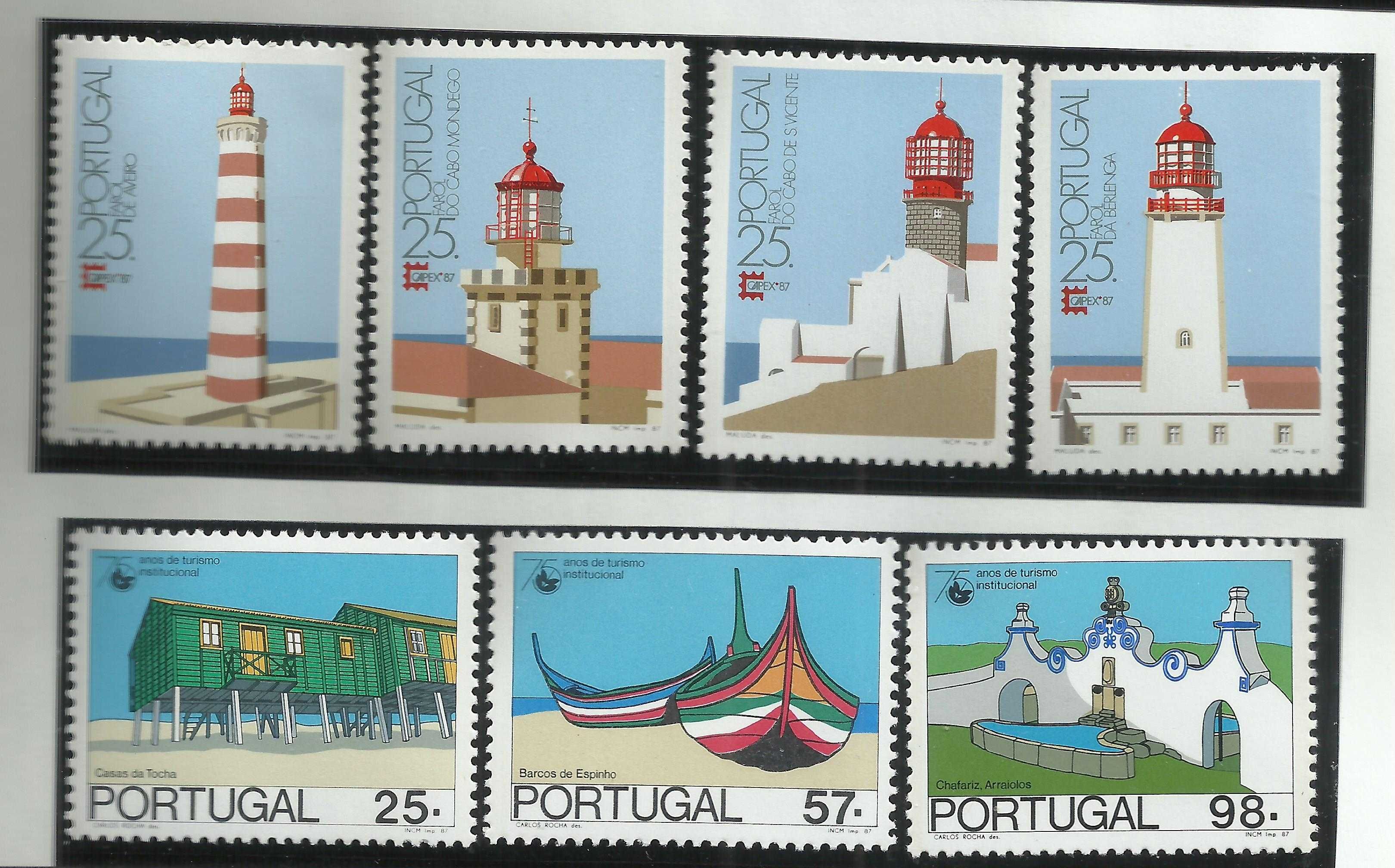 Selos portugueses – 25 selos de 1987, como novos e S/ charneira