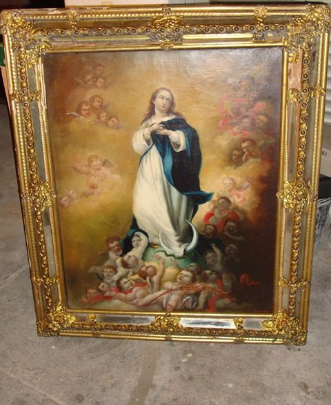 Quadro antigo - pintura sobre vidro