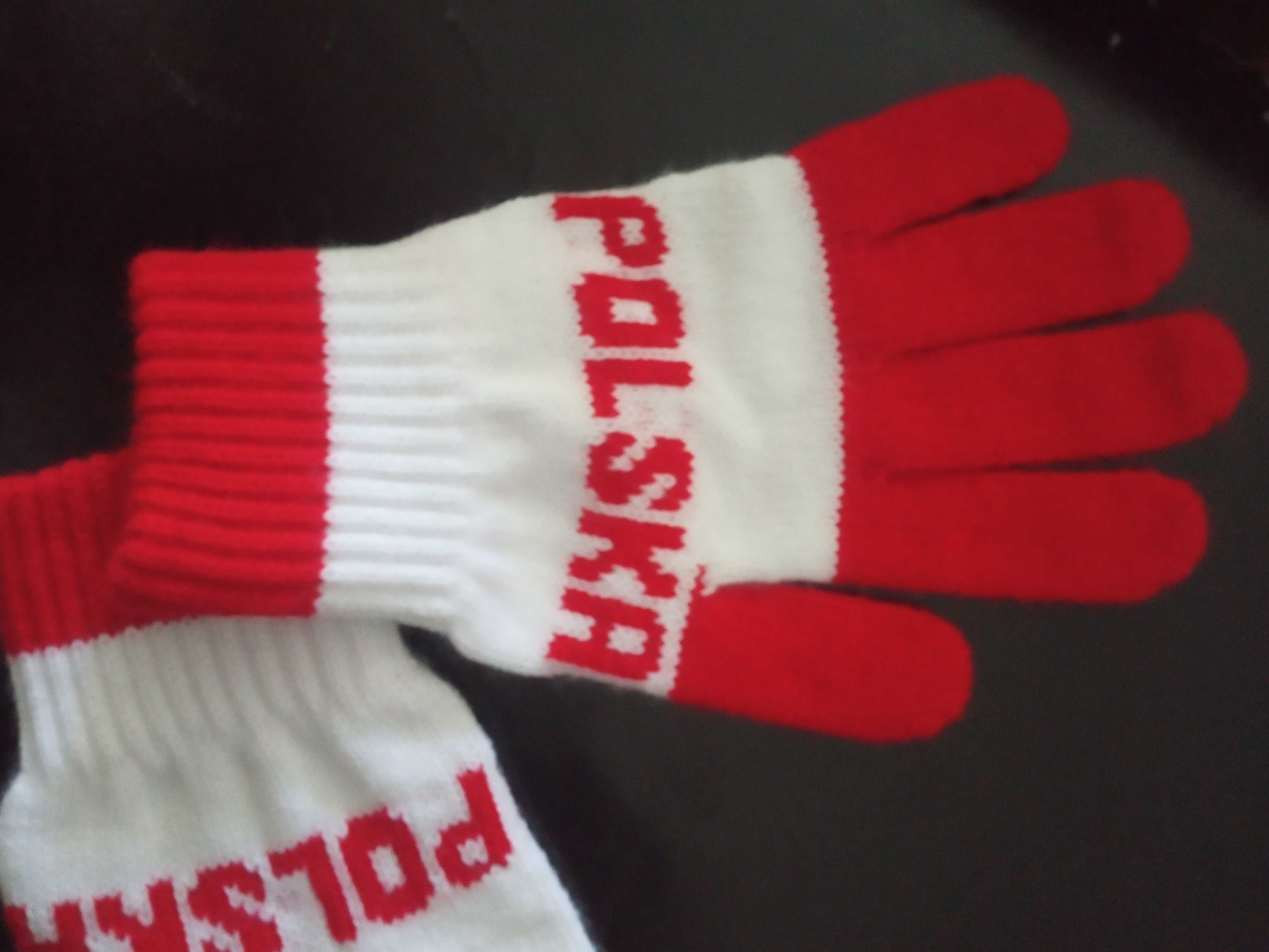 Rękawiczki "Polska" biało czerwone 20 cm