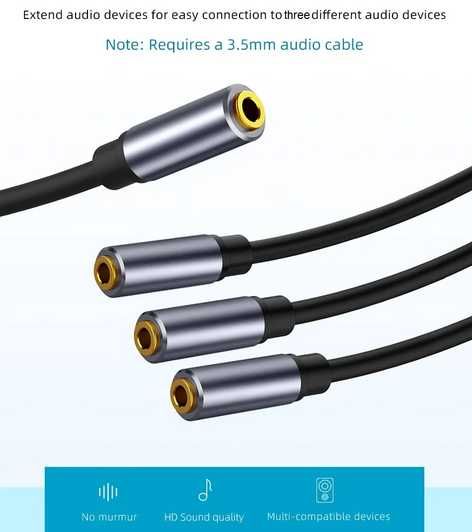 Cabo divisor de áudio 3.5mm extensão 0.3m —ENVIO GRÁTIS—PROMOÇÃO—