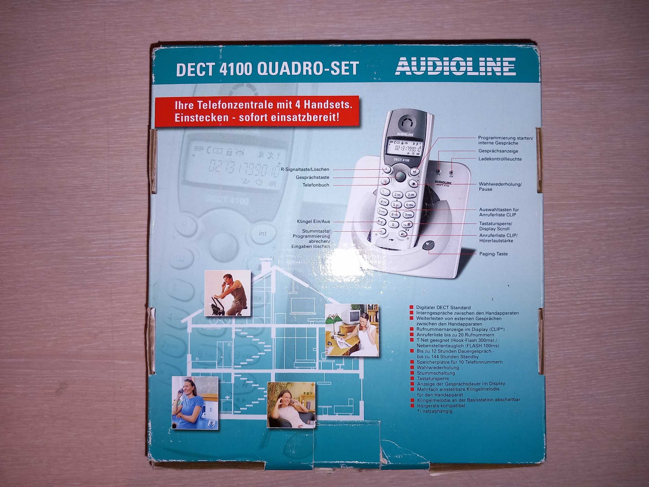 Bezprzewodowy system telefoniczny DECT 4100 Quadro-Set Audioline