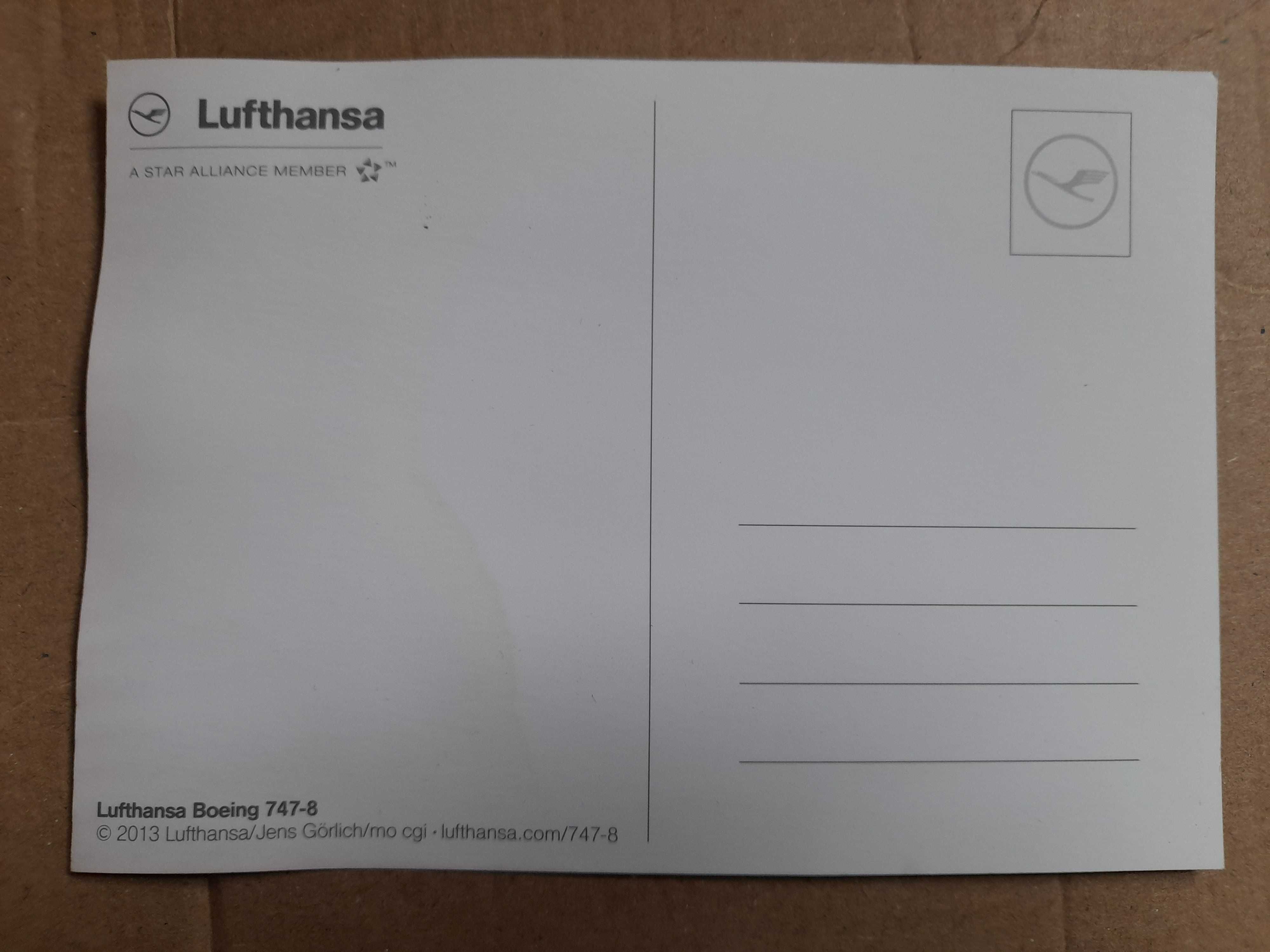 Pocztówka LUFTHANSA Boeing 747-8 bez obiegu