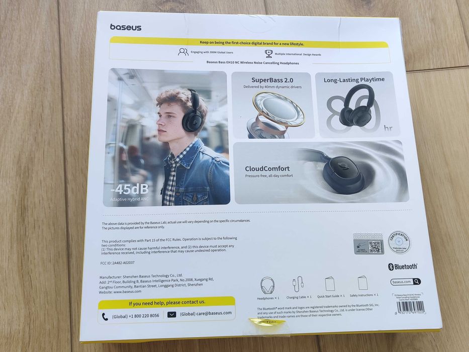 Nowe słuchawki bezprzewodowe Baseus EH10 NC ANC 45dB Bluetooth 6.0 80h