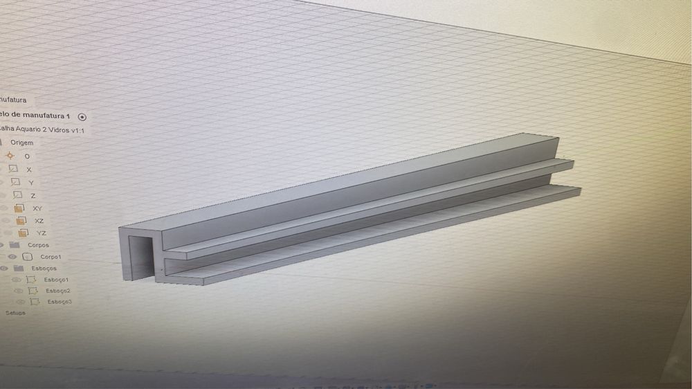 Calha vidro duplo para cubos e aquarios