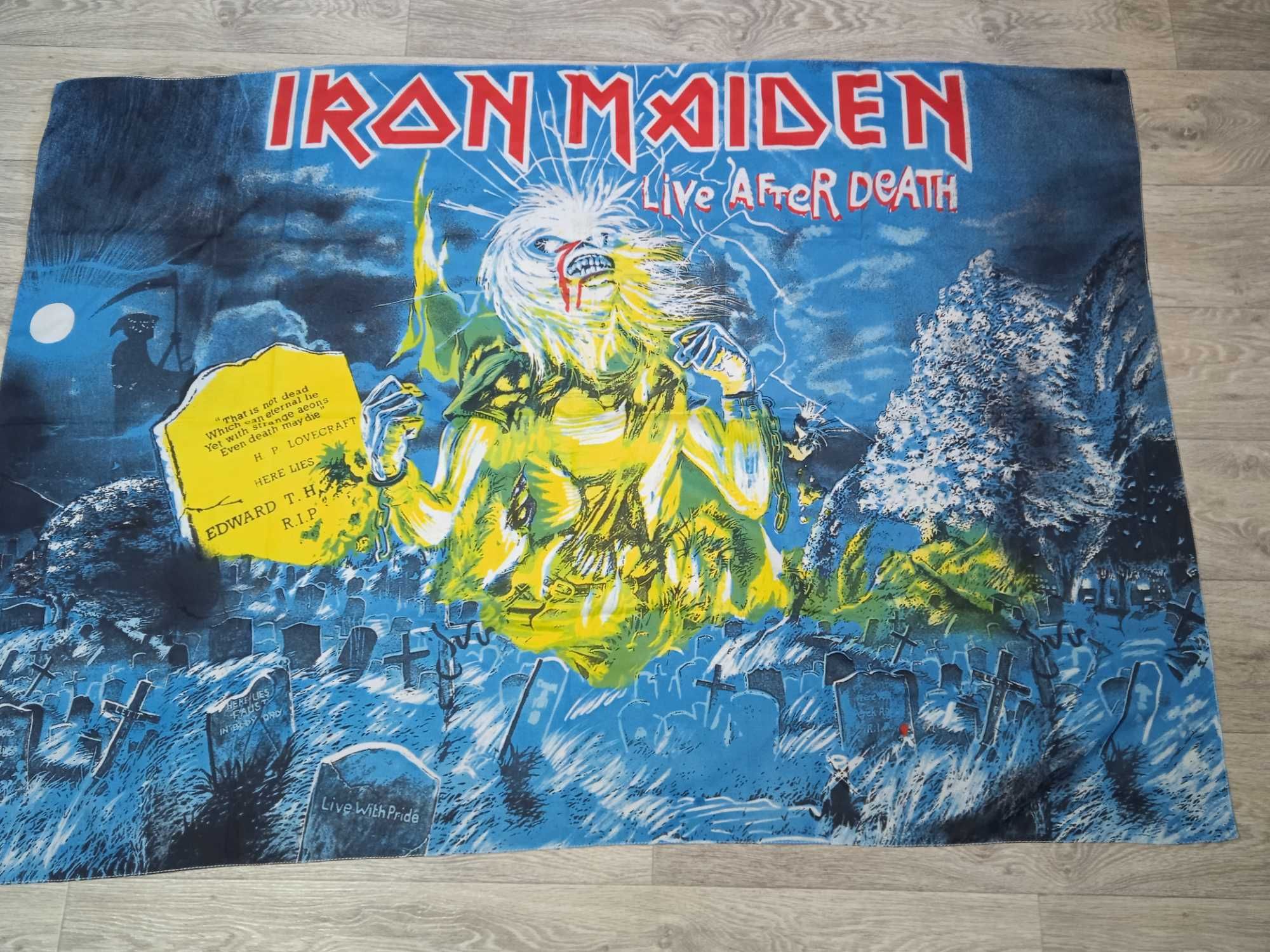 Винтажный флаг группы Iron Maiden "Live After Death" 137x94 cм